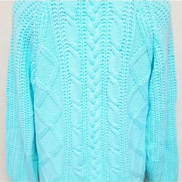 VINTAGE 80s Carriage Court Aqua Corded Sweater - Picture 10 of 11